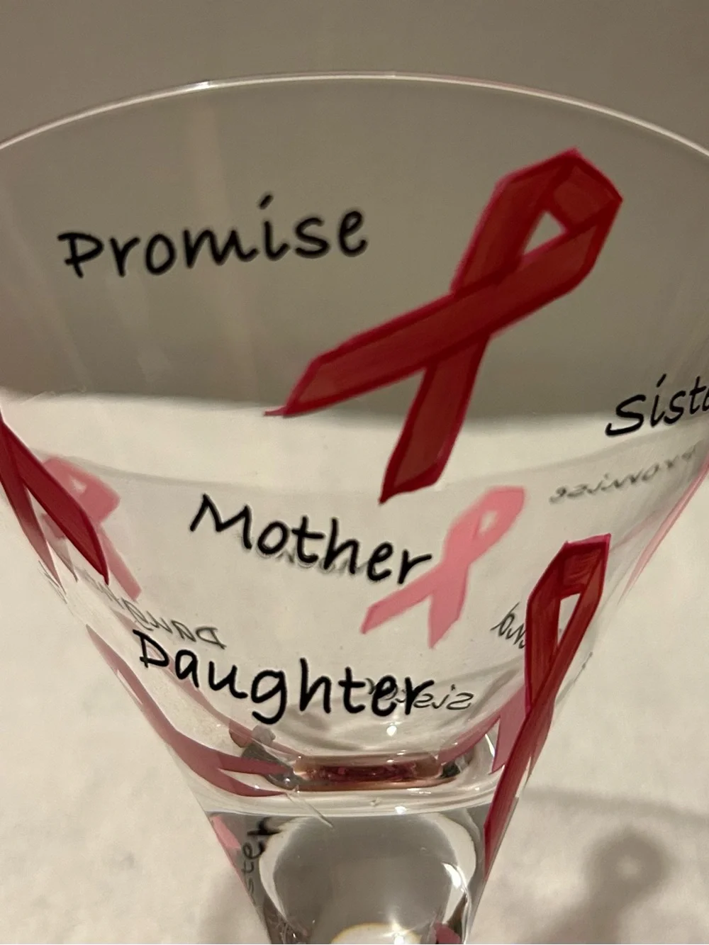 Lolita Pink Ribbon Martini Glass with Pink Accents